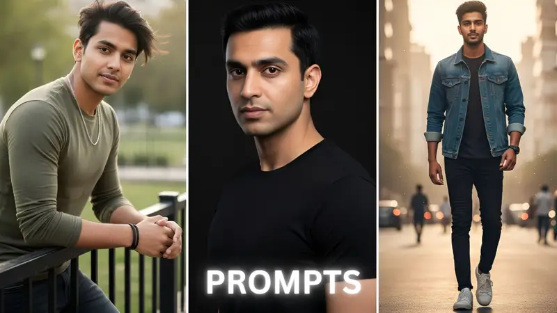Gemini AI photo prompts, Indian boys AI portraits, 4K HD AI portraits, Gemini AI prompts list, AI portrait ideas India, Stylish AI photo prompts, Gemini portrait generator, AI photography prompts, Realistic AI face prompts, HD portrait prompts Indian boys,